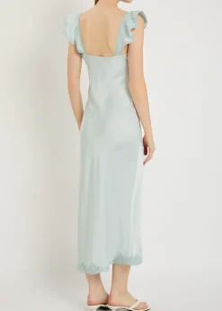 Karmine lace-trim satin midi dress