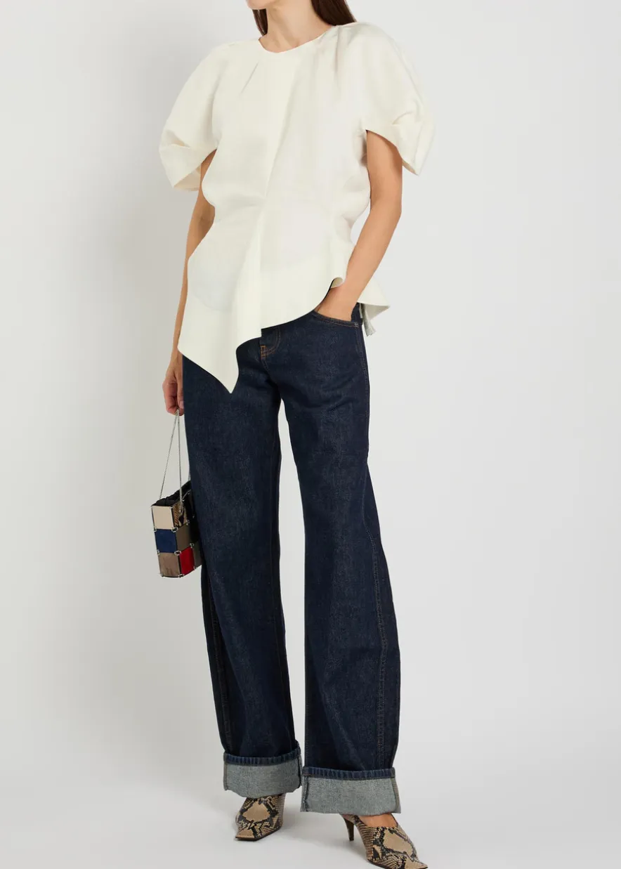 Karo turn-up curved jeans