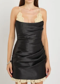 Kasai layered-lace and satin mini dress