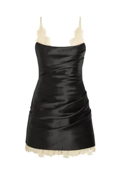 Kasai layered-lace and satin mini dress