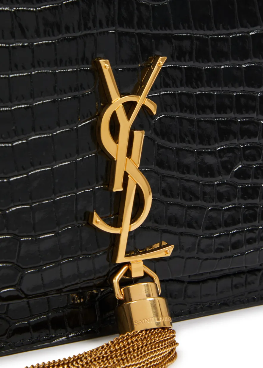 Kate crocodile-effect leather wallet-on-chain
