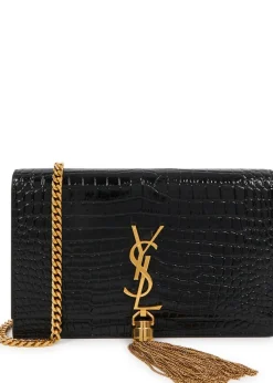 Kate crocodile-effect leather wallet-on-chain