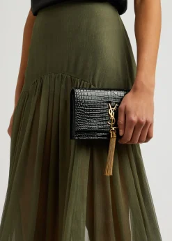 Kate crocodile-effect leather wallet-on-chain