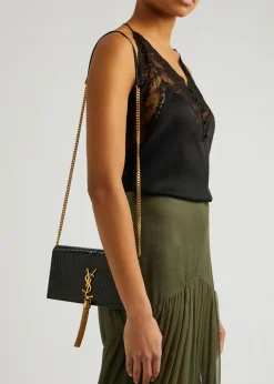 Kate crocodile-effect leather wallet-on-chain