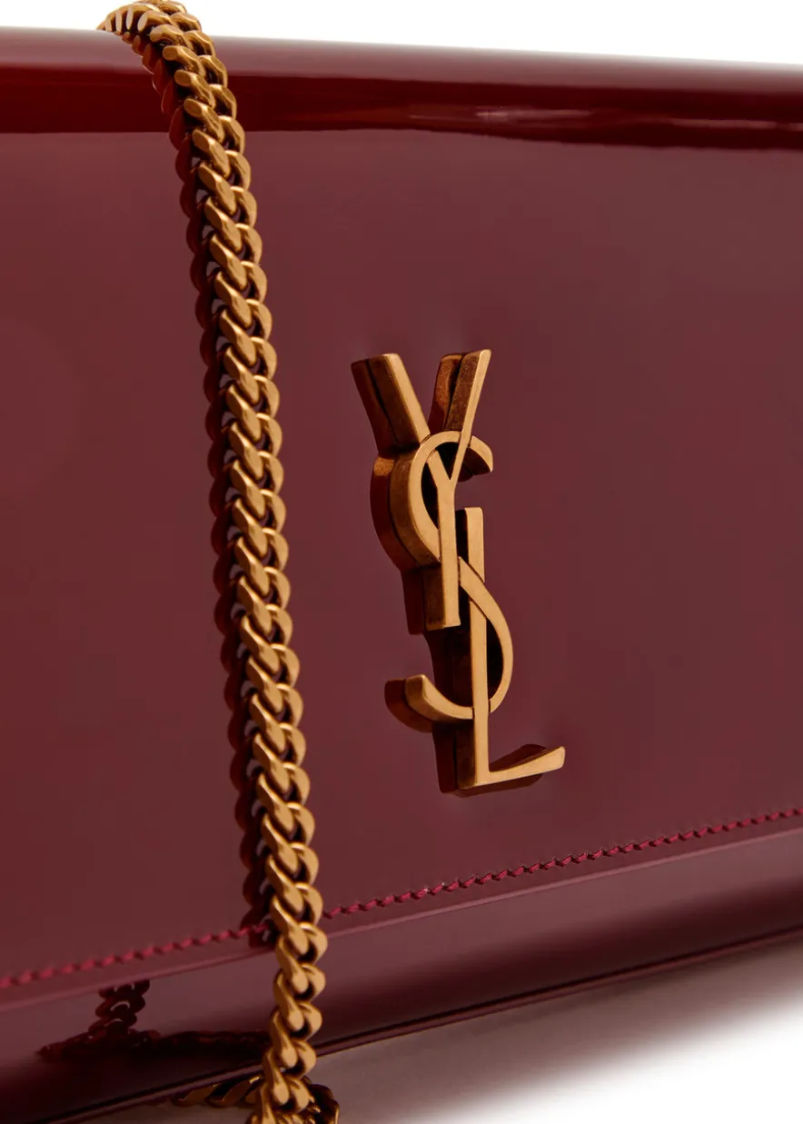 Kate logo patent leather clutch