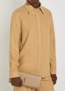 Kate logo pebbled leather clutch