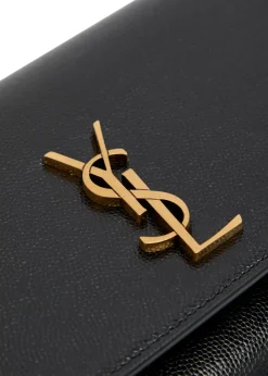 Kate logo pebbled leather clutch