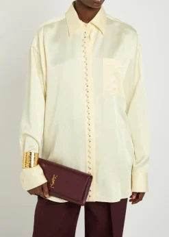 Kate logo pebbled leather clutch