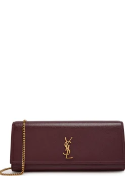 Kate logo pebbled leather clutch