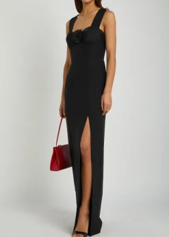 Kathleen floral-appliquéd wool-blend maxi dress