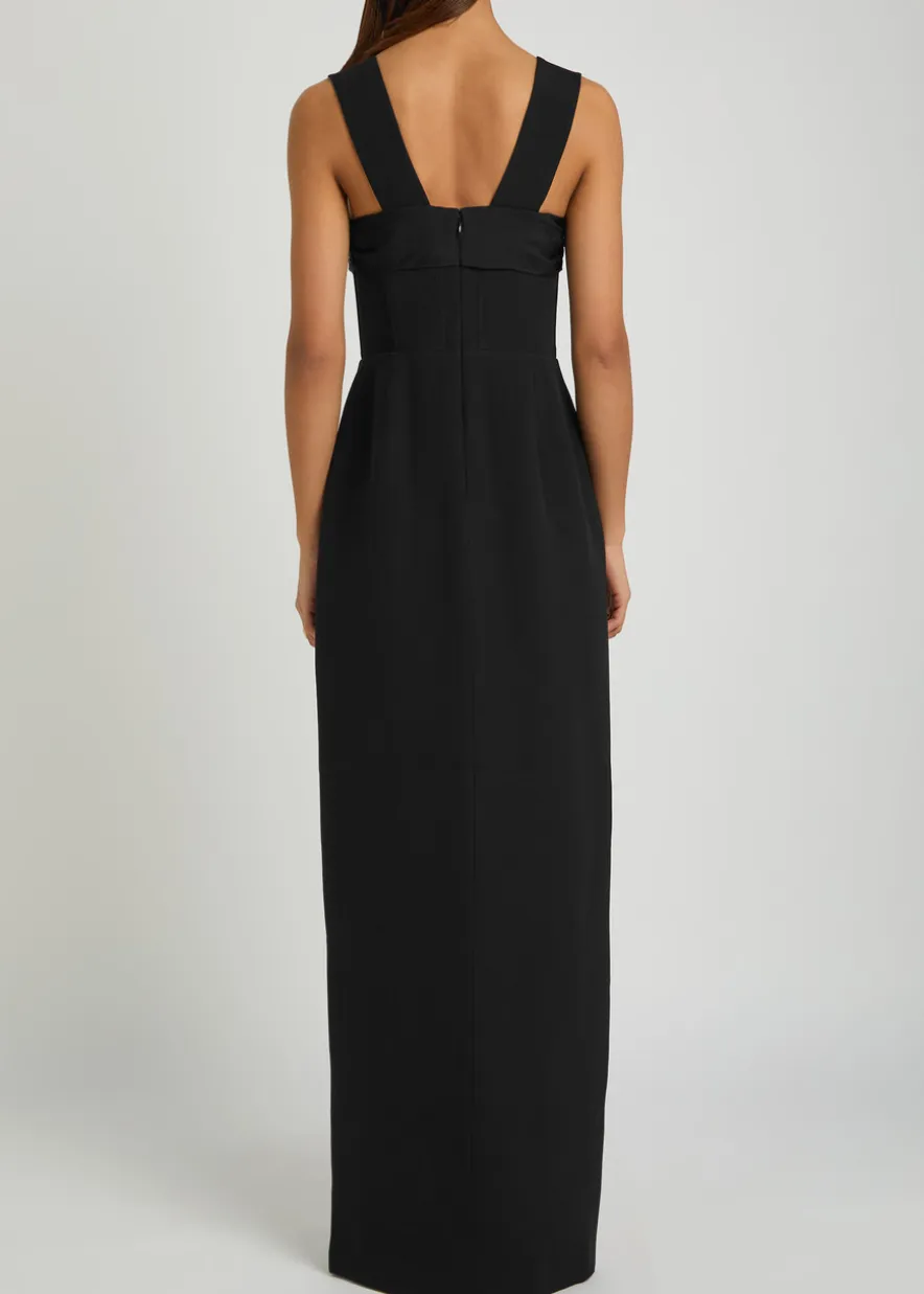 Kathleen floral-appliquéd wool-blend maxi dress