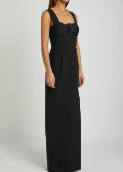 Kathleen floral-appliquéd wool-blend maxi dress