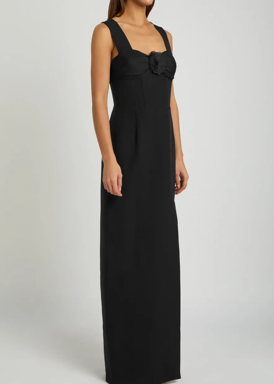 Kathleen floral-appliquéd wool-blend maxi dress