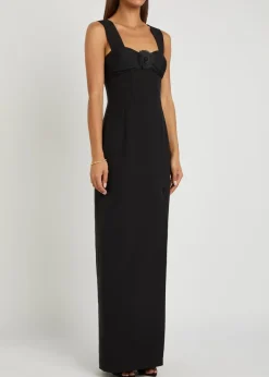 Kathleen floral-appliquéd wool-blend maxi dress