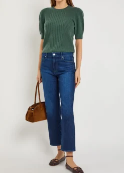 Kato puff-sleeve ribbed cashmere top