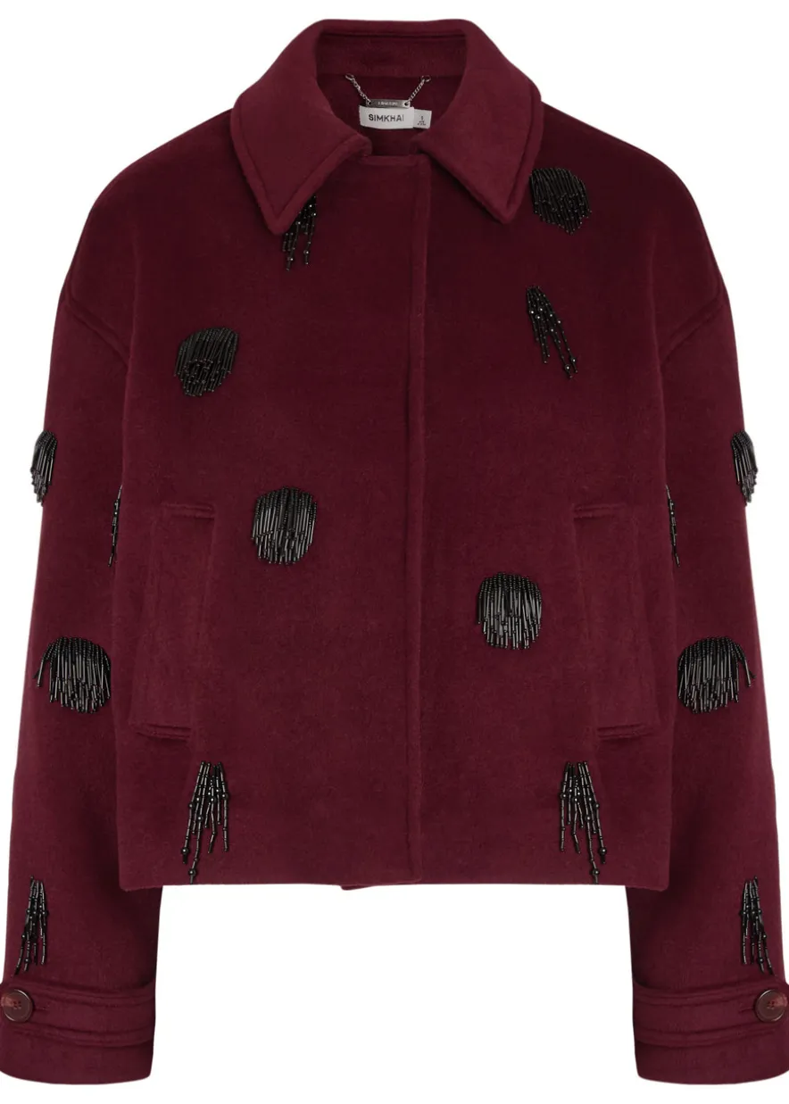 Katya bead-embellished wool-blend jacket