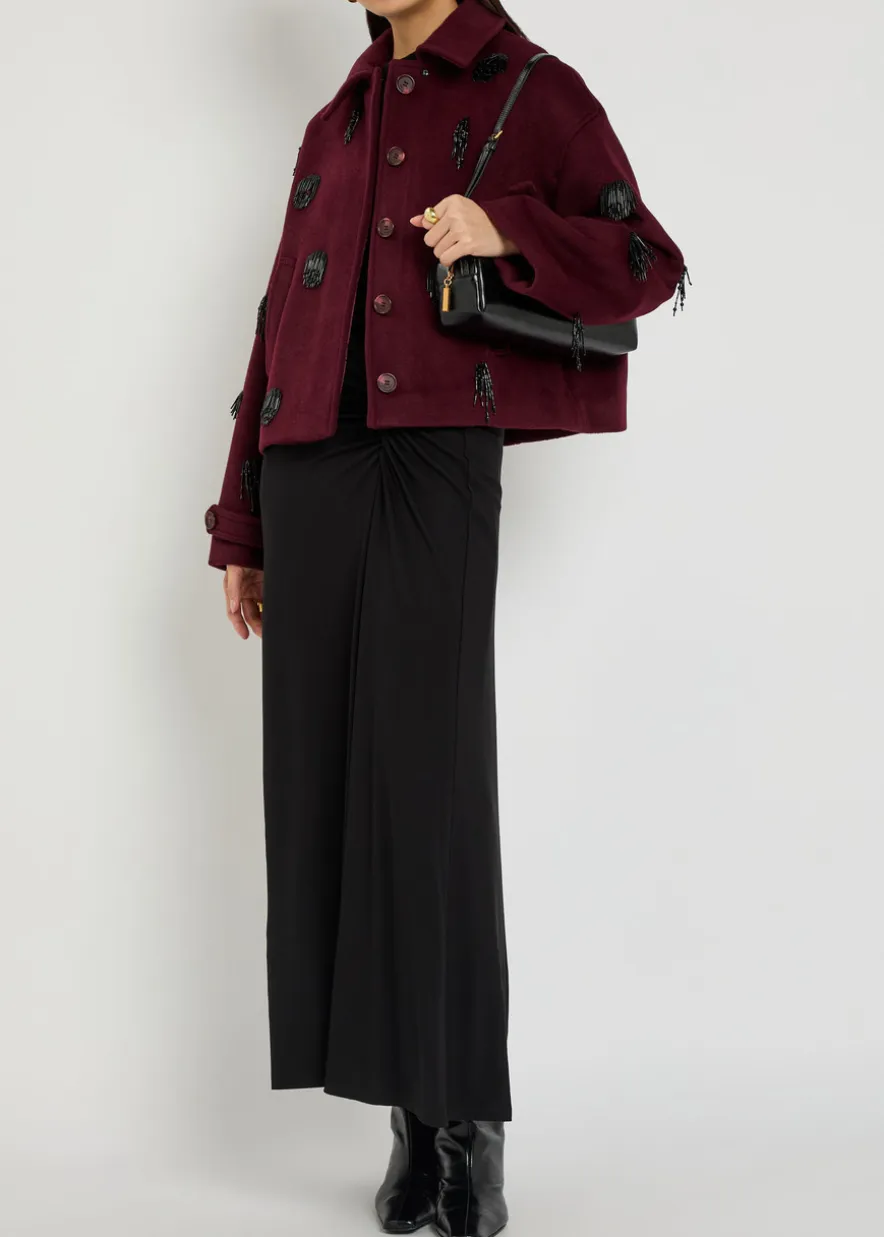 Katya bead-embellished wool-blend jacket