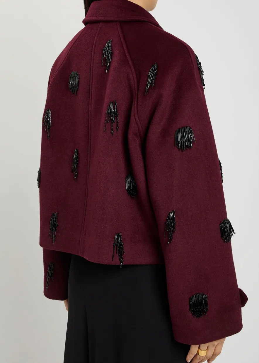 Katya bead-embellished wool-blend jacket