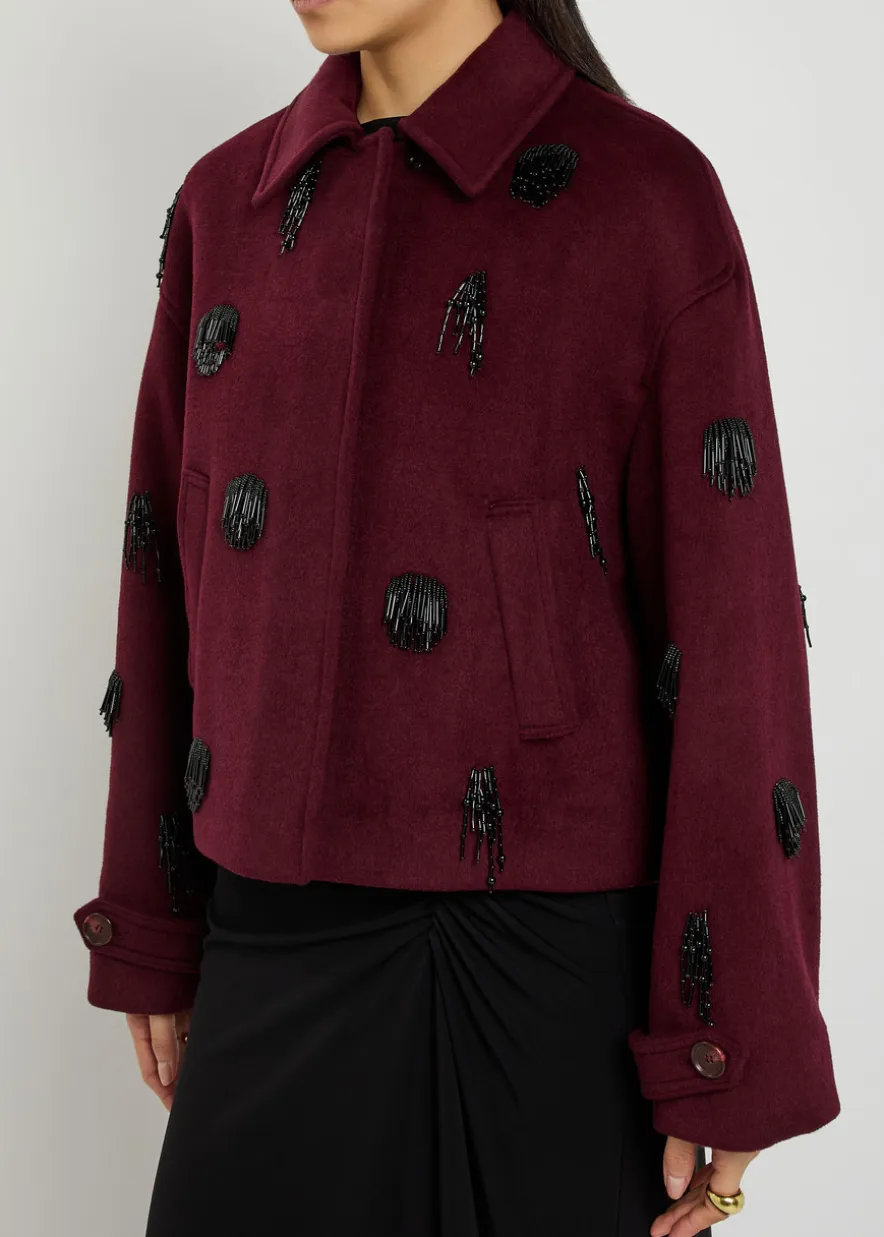 Katya bead-embellished wool-blend jacket