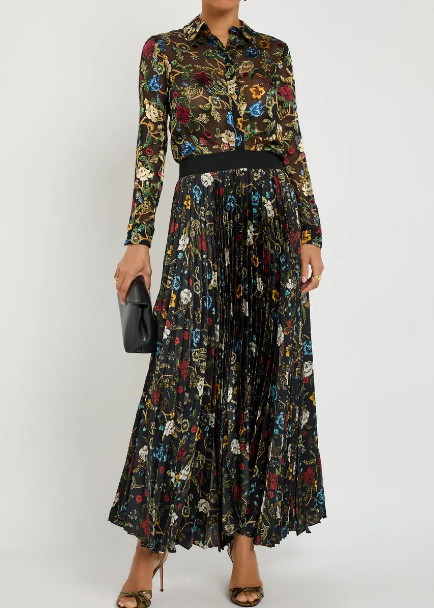 Katzz floral-print satin maxi skirt