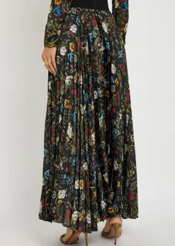 Katzz floral-print satin maxi skirt
