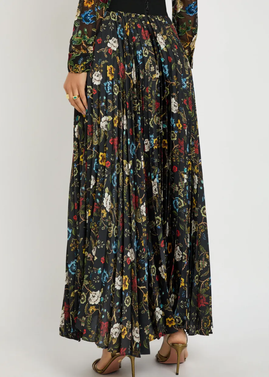 Katzz floral-print satin maxi skirt