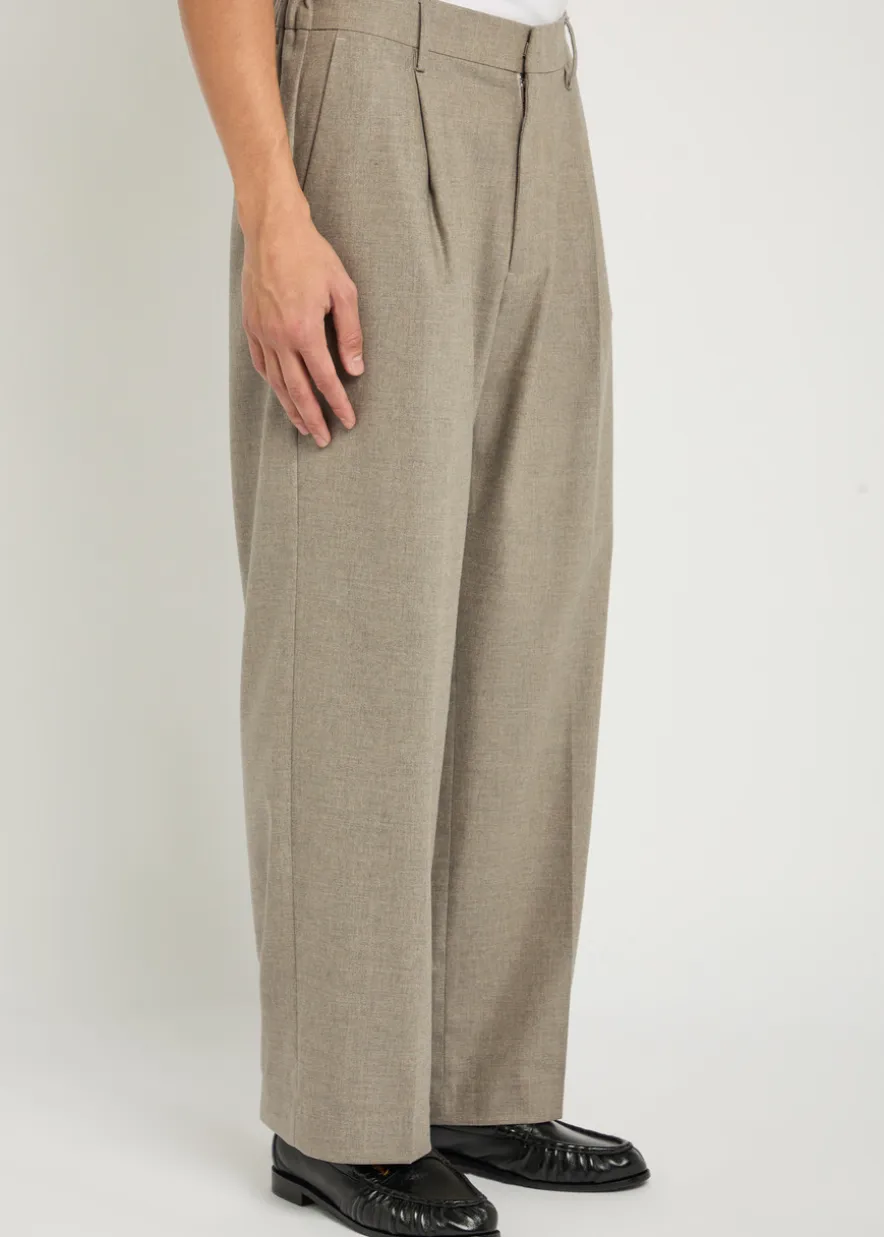 Kay pleated straight-leg woven trousers