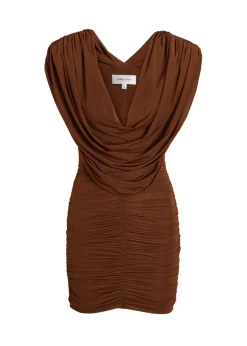 Kehlani cowl-neck stretch-mesh mini dress