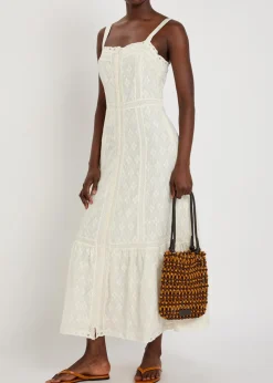 Kelli embroidered cotton and silk-blend midi dress