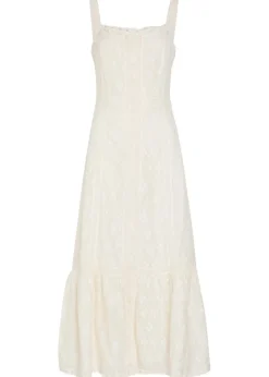 Kelli embroidered cotton and silk-blend midi dress