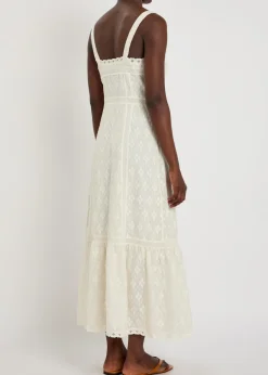 Kelli embroidered cotton and silk-blend midi dress