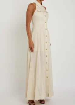 Kendall halterneck linen maxi dress