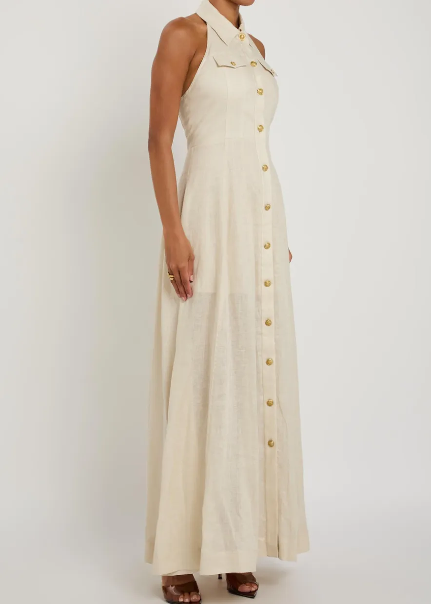 Kendall halterneck linen maxi dress