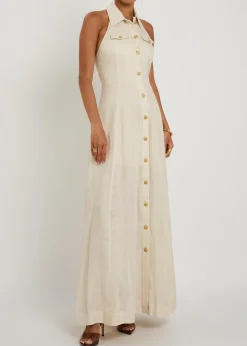 Kendall halterneck linen maxi dress