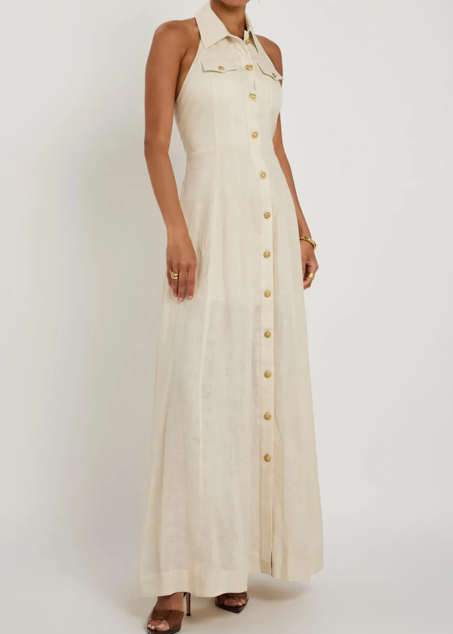 Kendall halterneck linen maxi dress