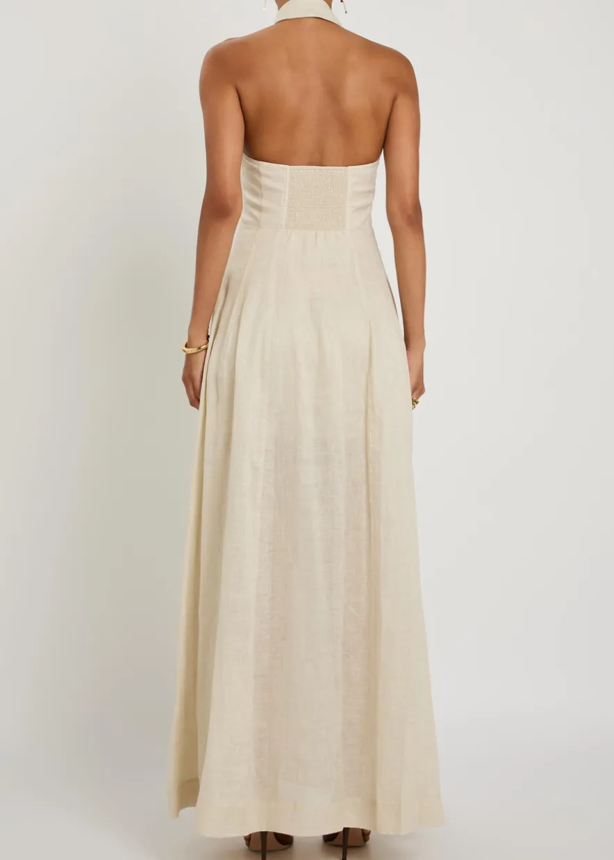Kendall halterneck linen maxi dress