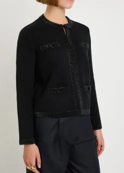 Kendra crystal-embellished wool-blend cardigan