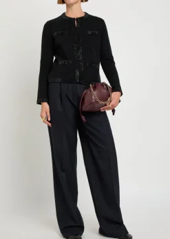 Kendra crystal-embellished wool-blend cardigan