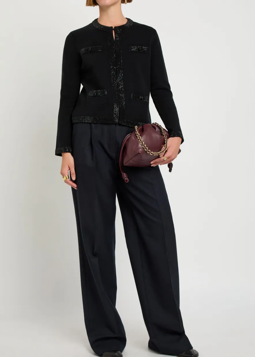 Kendra crystal-embellished wool-blend cardigan