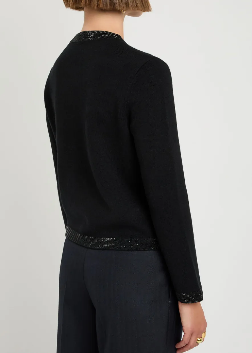Kendra crystal-embellished wool-blend cardigan