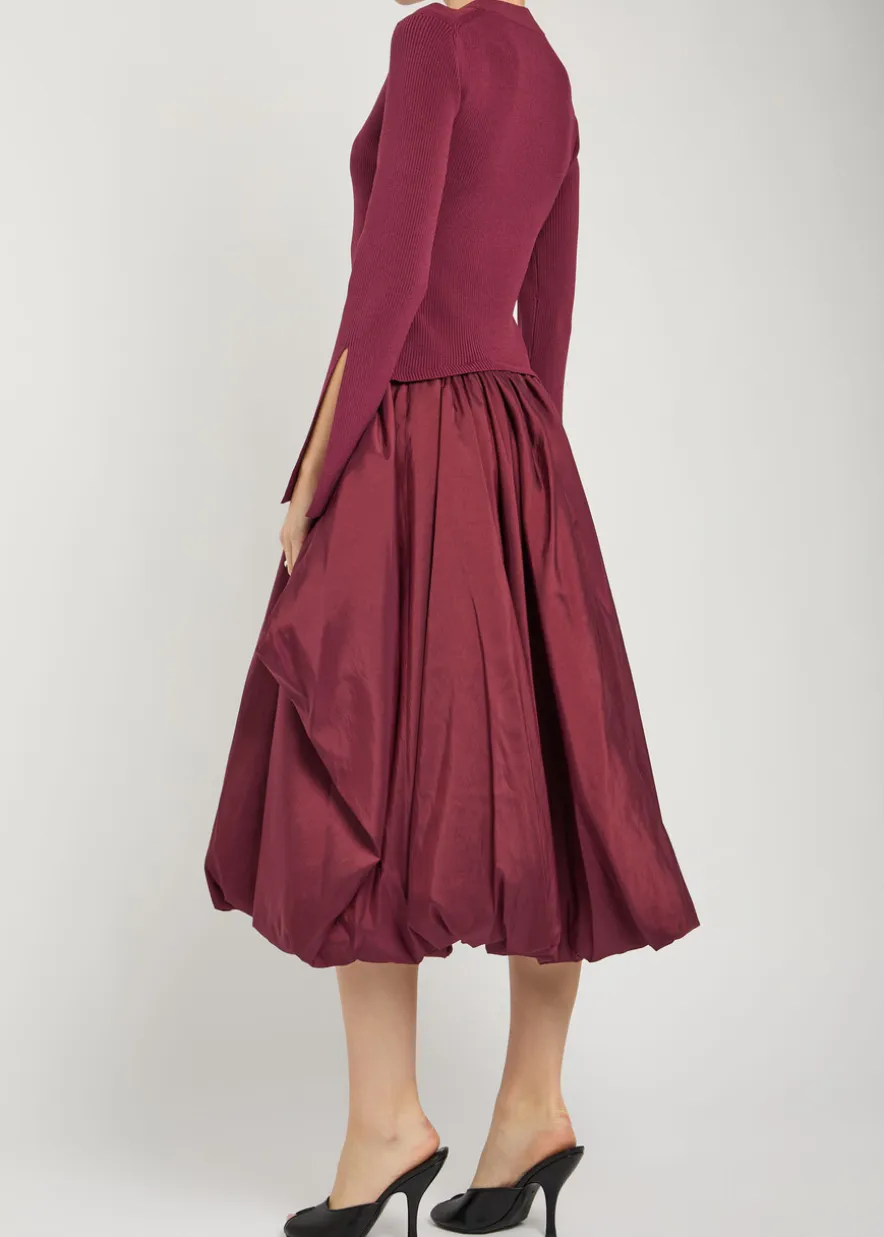 Kenlie gathered knit and taffeta midi dress