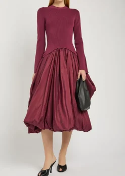 Kenlie gathered knit and taffeta midi dress