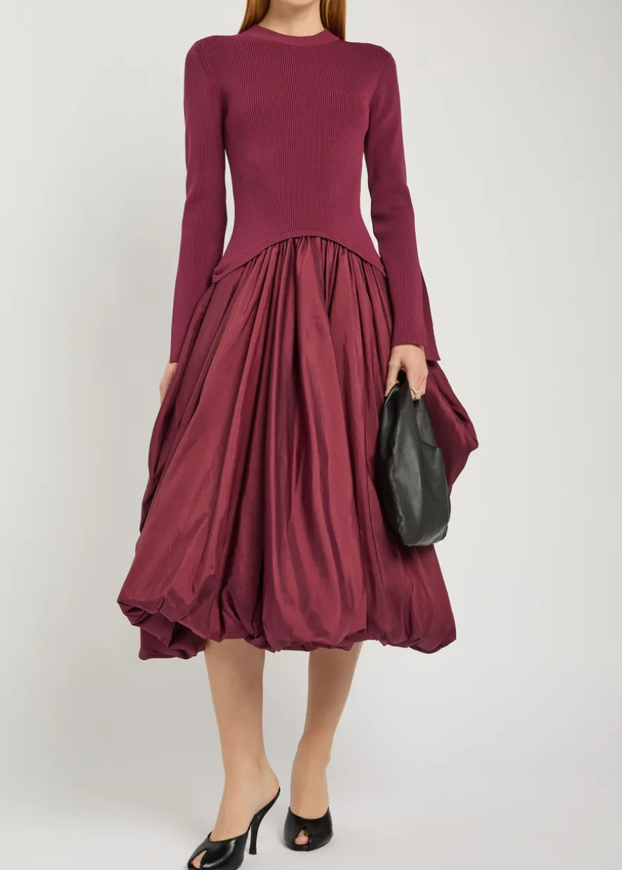 Kenlie gathered knit and taffeta midi dress