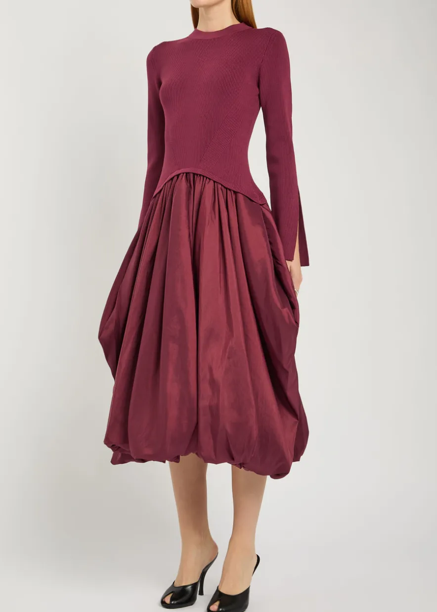 Kenlie gathered knit and taffeta midi dress