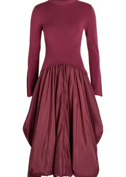 Kenlie gathered knit and taffeta midi dress