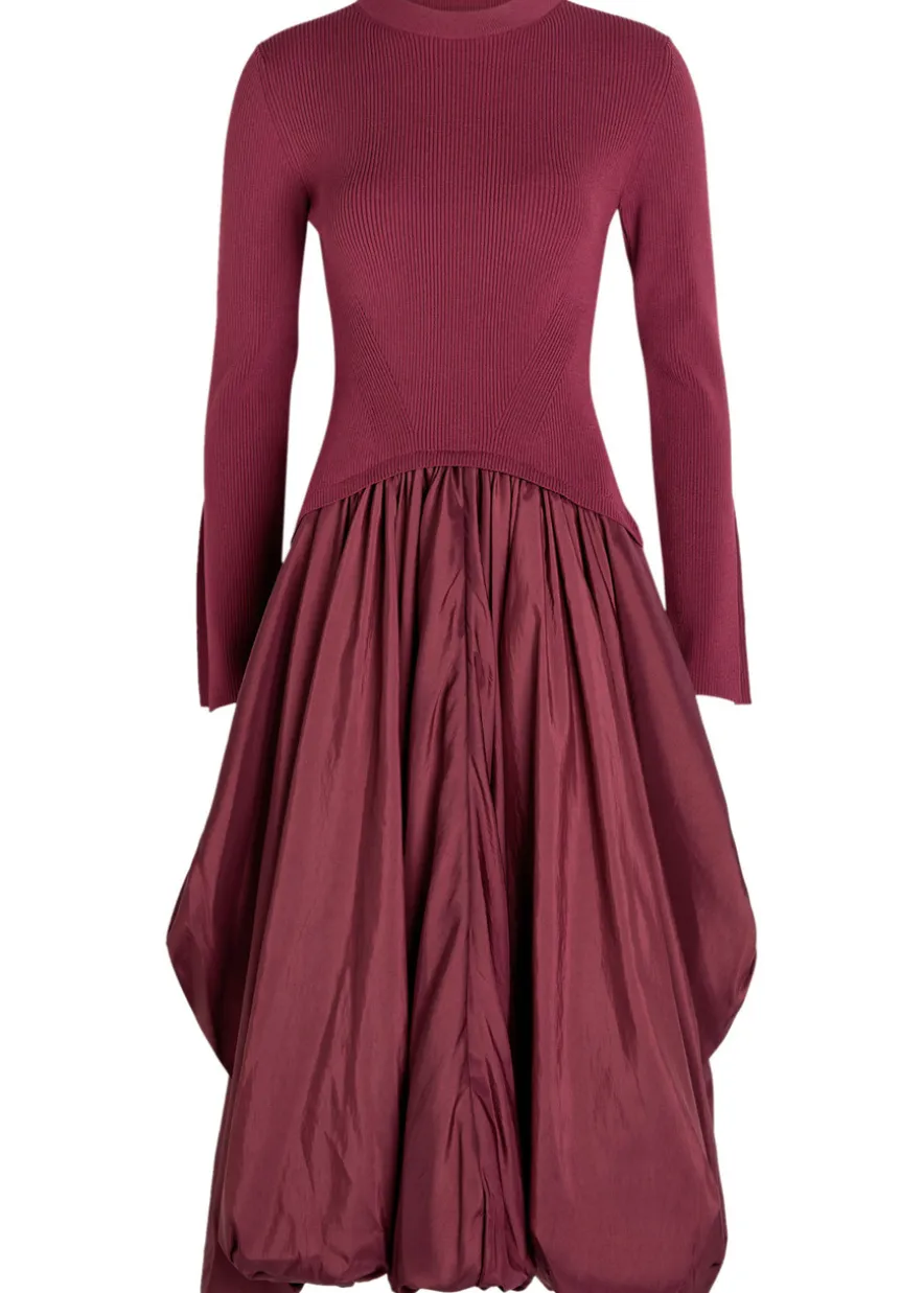 Kenlie gathered knit and taffeta midi dress