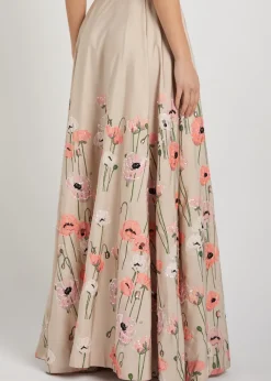 Kennedy floral-embellished satin-poplin maxi skirt
