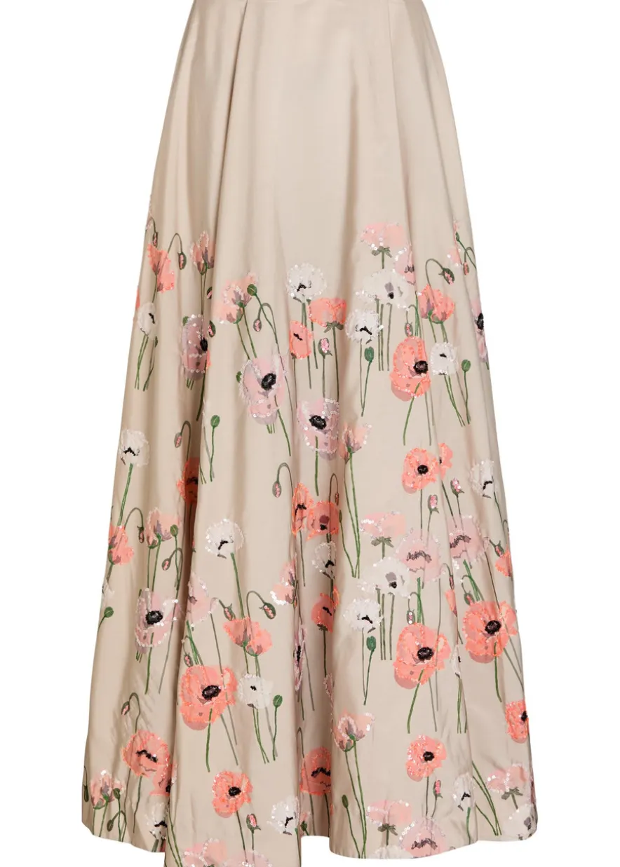 Kennedy floral-embellished satin-poplin maxi skirt