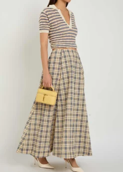 Kennedy plaid seersucker maxi skirt