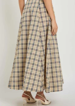 Kennedy plaid seersucker maxi skirt
